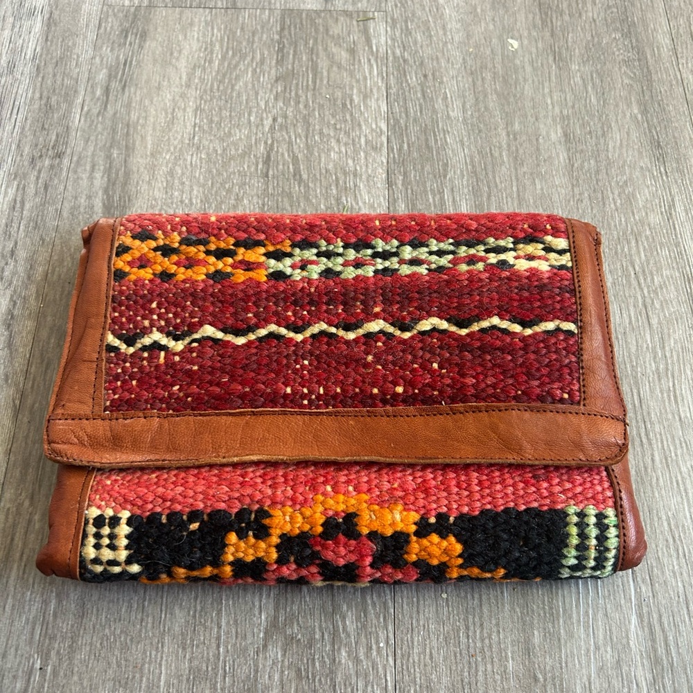 Hand Crafted Red and Brown Woven Clutch